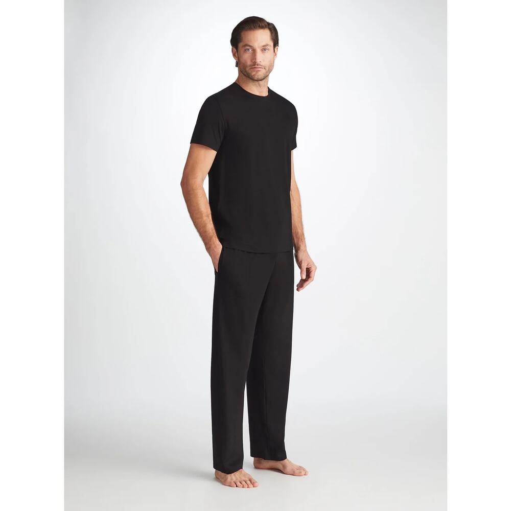 Derek Rose London Men’s Lounge Pants Basel Micro Modal Stretch Black L
